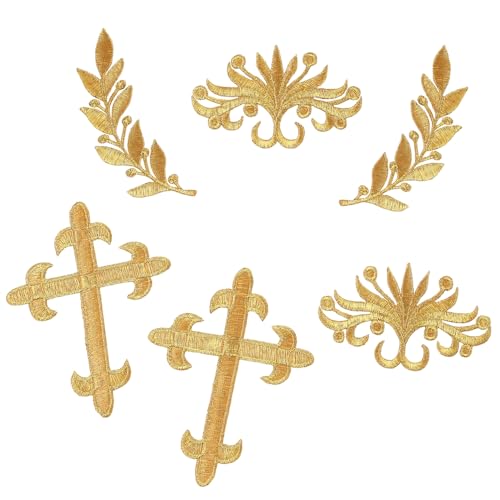IDONGCAI Goldene bestickte Aufnäher 6 Stück Kreuz Blumen Blätter Bügelbilder Aufnäher Applikationen für Kleidung Jacken Hüte DIY Handwerk IDONGCAI Goldene bestickte Aufnäher 6 Stück Kreuz Blumen Blätter Bügelbilder Aufnäher Applikationen für Kleidung Jacken Hüte DIY Handwerk von IDONGCAI