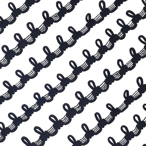 Petite Braid Trim mit elastischer Knopfschlaufe – 6 Yards Knopflochband Korsett Zopf, Stretch-Spitzenschnur zum Nähen, Hochzeitskleider, Brautkleider, DIY Handwerk (schwarz) von IDONGCAI