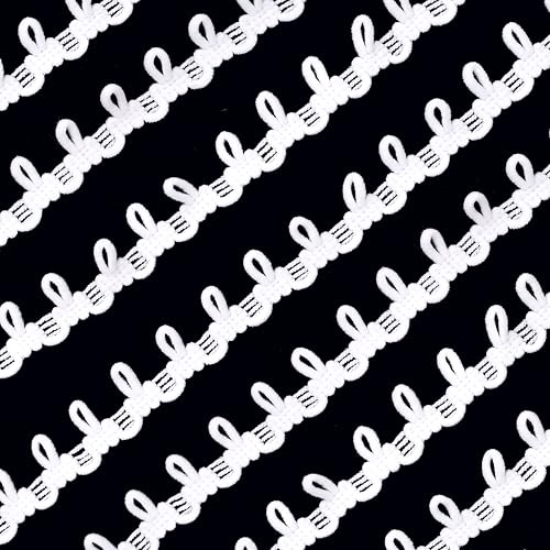 Petite Braid Trim mit elastischer Knopfschlaufe – 6 Yards Knopflochband Korsett Zopf, Stretch-Spitzenschnur zum Nähen, Hochzeitskleider, Brautkleider, DIY Handwerk (weiß) von IDONGCAI