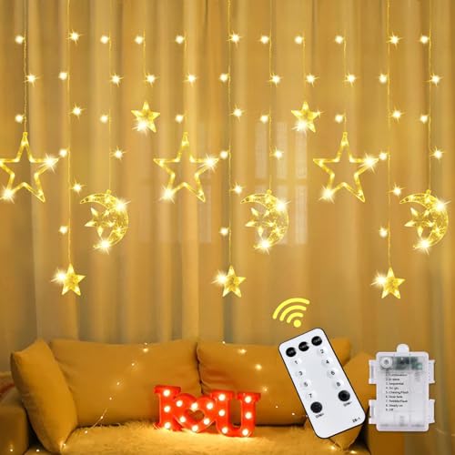 IEEILULU LED Ramadan Licht Stern Mond Lichterketten, 3.5m Sterne Mond Deko Licht, Eid Mubarak Licht LED mit 8 Blinkenden Modi, Lichtervorhang Innen Außen Deko für Ramadan, Party, Fenster, Hochzeit IEEILULU LED Ramadan Licht Stern Mond Lichterketten, 3.5m Sterne Mond Deko Licht, Eid Mubarak Licht LED mit 8 Blinkenden Modi, Lichtervorhang Innen Außen Deko für Ramadan, Party, Fenster, Hochzeit von IEEILULU