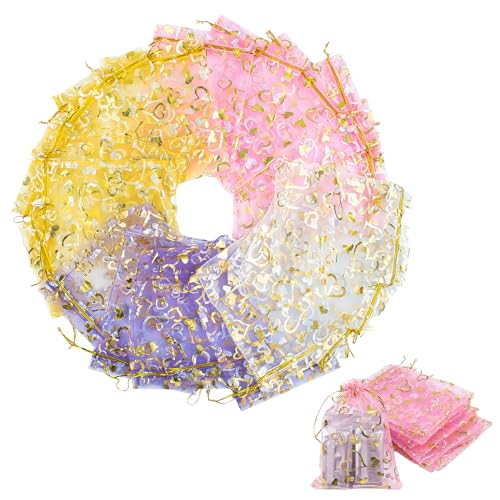 IEMIEBSHA 100 Stück Organzasäckchen, Farbmix Bunt Organza Geschenkbeutel Organzabeutel mit Kordelzug, Geschenk Schmuck Hochzeit Bonbonsbeutel Für Festival Party und Hochzeit(13 x 18CM) von IEMIEBSHA
