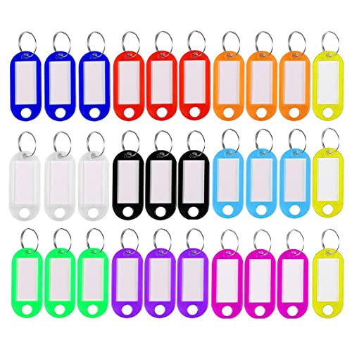 IERCZA Schlüsselanhänger mit Etikett, 30 Pcs - 10 Farben Kunststoff Schlüsselschilder zum beschriften für Hausschlüssel, Gepäckanhänger, Namensschilder für Haustiere von IERCZA