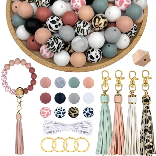 IESCOO 100 Stück Silikonperlen für Schlüsselanhängerherstellung, 15 mm Gummi-Perlen-Set für Schlüsselanhänger, Armband, Schlüsselbänder, Stifte mit Schlüsselringen und Quasten IESCOO 100 Stück Silikonperlen für Schlüsselanhängerherstellung, 15 mm Gummi-Perlen-Set für Schlüsselanhänger, Armband, Schlüsselbänder, Stifte mit Schlüsselringen und Quasten von IESCOO
