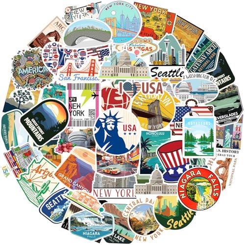 IETWATE 100 Stück USA Aufkleber, Stickers America Länder Städte, Wasserfestes Scrapbook Stickers Amerika, Reise Sticker für Fotoalbum New York, für Laptops Reise Koffer Auto Motorräder Skateboard IETWATE 100 Stück USA Aufkleber, Stickers America Länder Städte, Wasserfestes Scrapbook Stickers Amerika, Reise Sticker für Fotoalbum New York, für Laptops Reise Koffer Auto Motorräder Skateboard von IETWATE