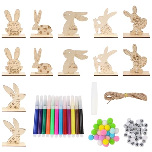IETWATE 12 Stück Osterdeko Hase Holz, Oster Deko Hase Aufsteller, DIY Osterhase Deko zum Hinstellen, Osterhasen Deko Holz mit Zubehör, für Tisch Wohnzimmer Schlafzimmer Garten IETWATE 12 Stück Osterdeko Hase Holz, Oster Deko Hase Aufsteller, DIY Osterhase Deko zum Hinstellen, Osterhasen Deko Holz mit Zubehör, für Tisch Wohnzimmer Schlafzimmer Garten von IETWATE