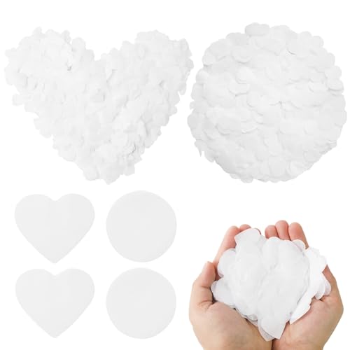 IETWATE 12000 Stück biologisch abbaubares Konfetti, Hochzeit, 60 g, weißes Hochzeitskonfetti, biologisch abbaubar, 2,5 cm rundes Papierkonfetti, 2,5 cm herzförmig, biologisch abbaubar IETWATE 12000 Stück biologisch abbaubares Konfetti, Hochzeit, 60 g, weißes Hochzeitskonfetti, biologisch abbaubar, 2,5 cm rundes Papierkonfetti, 2,5 cm herzförmig, biologisch abbaubar von IETWATE