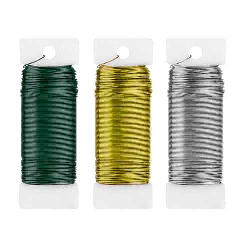 IETWATE 3 Rollen Basteldraht Dünn Silber Gold, 0.35 mm x 50 m Blumendraht Grün, Bindedraht Dünn um Eine Plastikspule Gewickelt, Vielseitig Draht zum Basteln, für Pflanzen Blumen Gärten Handwerk IETWATE 3 Rollen Basteldraht Dünn Silber Gold, 0.35 mm x 50 m Blumendraht Grün, Bindedraht Dünn um Eine Plastikspule Gewickelt, Vielseitig Draht zum Basteln, für Pflanzen Blumen Gärten Handwerk von IETWATE