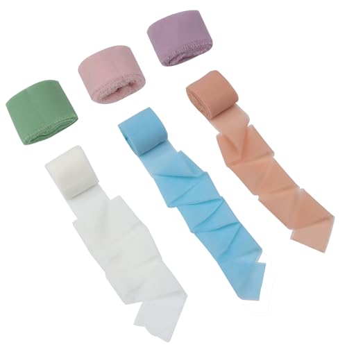 IETWATE 6 Stück Schleifenband Breit 4cm x 4m, Handgemachtes Ausgefranstes Chiffonband, Stoff Seidenband, Dekoration Geschenkband Breit 4cm, für Verpacken Blumensträuße Hochzeitseinladungen IETWATE 6 Stück Schleifenband Breit 4cm x 4m, Handgemachtes Ausgefranstes Chiffonband, Stoff Seidenband, Dekoration Geschenkband Breit 4cm, für Verpacken Blumensträuße Hochzeitseinladungen von IETWATE