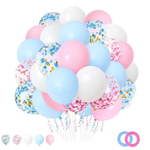 IETWATE 60 Stück Luftballons Geburtstag, Helium Ballons Konfetti, Latex Luftballons Hochzeit, 12 Zoll Helium Luftballons Blau Rosa Weiß mit 2 Luftballon Girlande, für Party Geburtstagsdeko Mädchen IETWATE 60 Stück Luftballons Geburtstag, Helium Ballons Konfetti, Latex Luftballons Hochzeit, 12 Zoll Helium Luftballons Blau Rosa Weiß mit 2 Luftballon Girlande, für Party Geburtstagsdeko Mädchen von IETWATE
