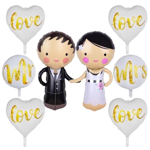 IETWATE 8 Stück Hochzeitsdeko, Herz Folien Luftballons Hochzeit, Brautpaar Hochzeit Deko, Just Married Mr & Mrs Deko Hochzeit, für Valentinstag Verlobung Heiratsantrag Standesamt Deko IETWATE 8 Stück Hochzeitsdeko, Herz Folien Luftballons Hochzeit, Brautpaar Hochzeit Deko, Just Married Mr & Mrs Deko Hochzeit, für Valentinstag Verlobung Heiratsantrag Standesamt Deko von IETWATE
