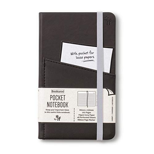 IF Bookaroo 43010 Notizbuch, A6, Hardcover, mit elastischem Verschluss und Band (A6), 15,5 x 9,5 cm, Schwarz von IF