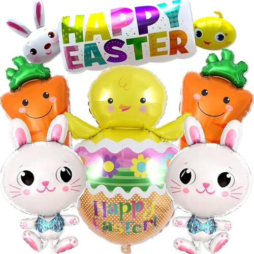 Ostern Luftballons, 6 Stück Frohe Ostern Ballons Osterhase Folienballon Karotte Balloon Küken Helium Ballons für Ostern Thema Party, Kindergeburtstage, Babypartys Deko Ostern Luftballons, 6 Stück Frohe Ostern Ballons Osterhase Folienballon Karotte Balloon Küken Helium Ballons für Ostern Thema Party, Kindergeburtstage, Babypartys Deko von FangZin