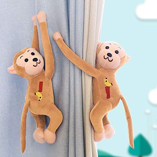 IFEVER 1 Paar magnetische Vorhang-Raffhalter mit Cartoon-Tier-Affen-Motiv, niedlich, dekorativ, für Vorhänge, Raffhalter für Balkon, braun von IFEVER
