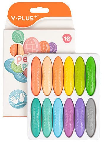 IFGSEQQQ Classic Peanut Crayon 36 Farben, nicht schmutzig, Kinderpinsel-Set, Farbe, antihaftbeschichtet, Handkreide (klassische Erdnussmalstifte, 12 Farben) (Macaron 12 Farben + mittlere von IFGSEQQQ