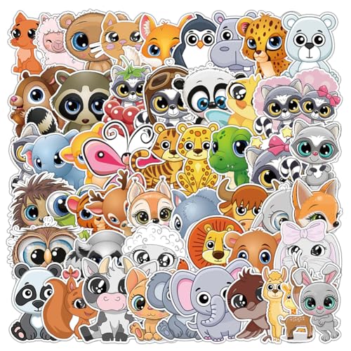 IFHDO 100 StückAufkleber Kinder Tiere, Tier Aufkleber, Nicht wiederholende große Augen Tieraufkleber,Tiermuster Sticker für Wasserflasche, Sammelalbum, Partyzubehör Jungen Mädchen von IFHDO