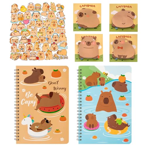 Capybara Schreibwaren Set, süße Aufkleber, Notizbuch mit Spiralbindung,Selbstklebende Notizen,Geeignet für Kinder und Erwachsenenschulbüros Capybara Schreibwaren Set, süße Aufkleber, Notizbuch mit Spiralbindung,Selbstklebende Notizen,Geeignet für Kinder und Erwachsenenschulbüros von IFHDO