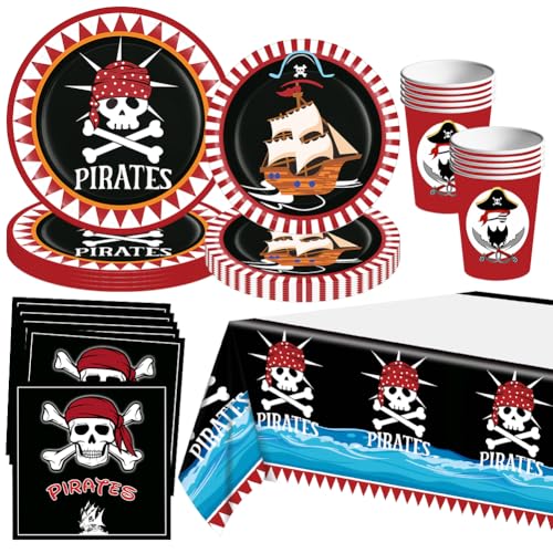 Party Teller Set 51 Stück Piraten Thema Partygeschirr Wiederverwendbar Piratenschiff Party Pappteller für 10 Gäste Piraten Partygeschirr Kindergeburtstag Geschirr Set für Jungen Mädchen Partyzubehör Party Teller Set 51 Stück Piraten Thema Partygeschirr Wiederverwendbar Piratenschiff Party Pappteller für 10 Gäste Piraten Partygeschirr Kindergeburtstag Geschirr Set für Jungen Mädchen Partyzubehör von IFHDO