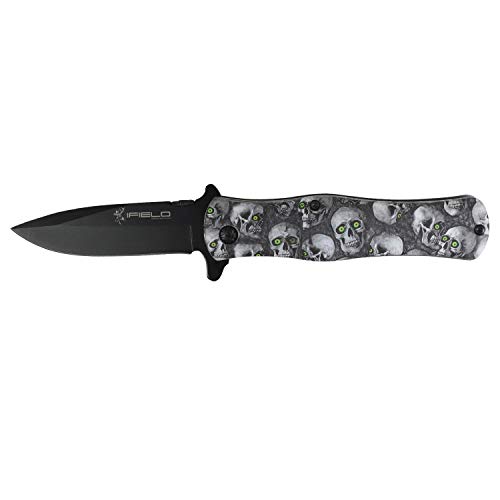IFIELD Basic EL29028 Klappmesser, Assistiertes Messer, schwarz 9 cm Klinge aus Edelstahl, Gürtelclip, 3D-Druckgriff aus Aluminium, Campinggerät zum Angeln, Jagen, Sportaktivitäten von IFIELD