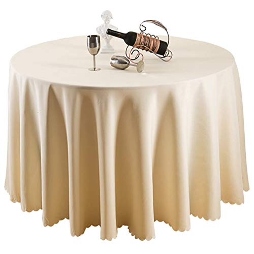 IFIKK Rund Tischdecke, Tischdecke Abwaschbar, Wasserabweisend Tischtuch, Table Cloth, Tafeldecke mit Saum, Tischtücher Fleckschutz Pflegeleicht Abwaschbar (Rund: 160cm, Beige) von IFIKK