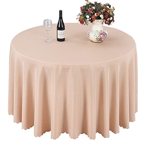 IFIKK Rund Tischdecke, Tischdecke Abwaschbar, Wasserabweisend Tischtuch, Table Cloth, Tafeldecke mit Saum, Tischtücher Fleckschutz Pflegeleicht Abwaschbar (Rund: 180cm, Champagner) von IFIKK