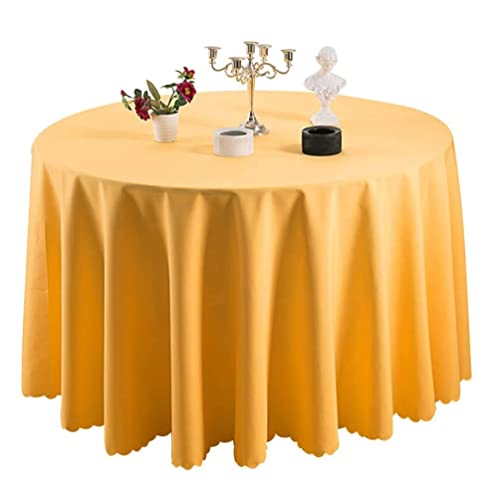 IFIKK Rund Tischdecke, Tischdecke Abwaschbar, Wasserabweisend Tischtuch, Table Cloth, Tafeldecke mit Saum, Tischtücher Fleckschutz Pflegeleicht Abwaschbar (Rund: 160cm, Golden) von IFIKK