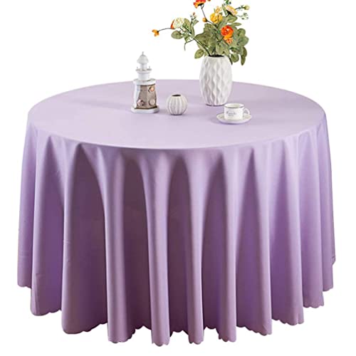 IFIKK Rund Tischdecke, Tischdecke Abwaschbar, Wasserabweisend Tischtuch, Table Cloth, Tafeldecke mit Saum, Tischtücher Fleckschutz Pflegeleicht Abwaschbar (Rund: 160cm, Helles Lila) von IFIKK