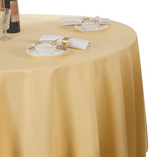 IFIKK Rund Tischdecke, Tischdecke Abwaschbar, Wasserabweisend Tischtuch, Table Cloth, Tafeldecke mit Saum, Tischtücher Fleckschutz Pflegeleicht Abwaschbar (Rund: 160cm, Hellgelb) von IFIKK