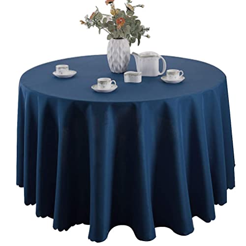 IFIKK Rund Tischdecke, Tischdecke Abwaschbar, Wasserabweisend Tischtuch, Table Cloth, Tafeldecke mit Saum, Tischtücher Fleckschutz Pflegeleicht Abwaschbar (Rund: 160cm, Marine) von IFIKK