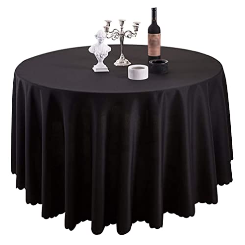 IFIKK Rund Tischdecke, Tischdecke Abwaschbar, Wasserabweisend Tischtuch, Table Cloth, Tafeldecke mit Saum, Tischtücher Fleckschutz Pflegeleicht Abwaschbar (Rund: 160cm, Schwarz) von IFIKK