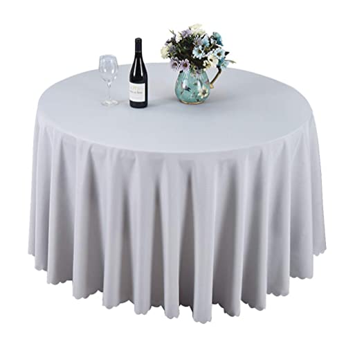 IFIKK Rund Tischdecke, Tischdecke Abwaschbar, Wasserabweisend Tischtuch, Table Cloth, Tafeldecke mit Saum, Tischtücher Fleckschutz Pflegeleicht Abwaschbar (Rund: 160cm, Silber grau) von IFIKK