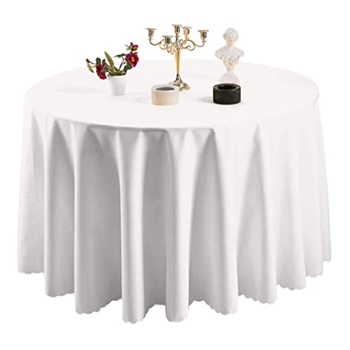 IFIKK Rund Tischdecke, Tischdecke Abwaschbar, Wasserabweisend Tischtuch, Table Cloth, Tafeldecke mit Saum, Tischtücher Fleckschutz Pflegeleicht Abwaschbar (Rund: 160cm, Weiß) von IFIKK