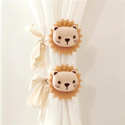 2 Stück Gardinenclips Raffhalter Seil, Cartoon Lion Vorhang Rahmen Cartoon Vorhangschnalle Raffhalter Vorhang Seil Gardinenhalter für Fensterdekorationen (Löwe) von IFUDE