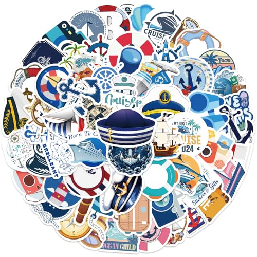 60 Stück Vintage Kreuzfahrt Sea Welt Reisen Aufkleber Set für Auto Skateboard Laptop Motorrad Gepäck Wasserdichte Vinyl Aufkleber von IFUDE