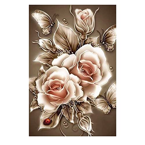 IFUDE 5D Diamond Painting Erwachsene,Rose Diamant Painting Bilder Vintage Blumen Runde Steine DIY Diamantmalerei-sets für Anfänger Zuhause Décor 30x40cm IFUDE 5D Diamond Painting Erwachsene,Rose Diamant Painting Bilder Vintage Blumen Runde Steine DIY Diamantmalerei-sets für Anfänger Zuhause Décor 30x40cm von IFUDE