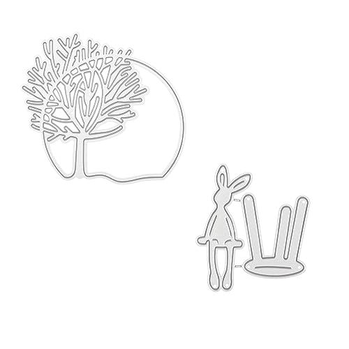 IFUDE Stanzschablone Baumkreis-Rahmen und Kaninchen Set - Stanzformen für DIY Scrapbooking und Kartenherstellung von IFUDE