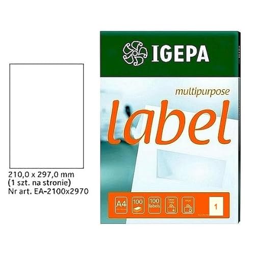 Universal Etiketten 210x297mm A4 100 Blatt von IGEPA