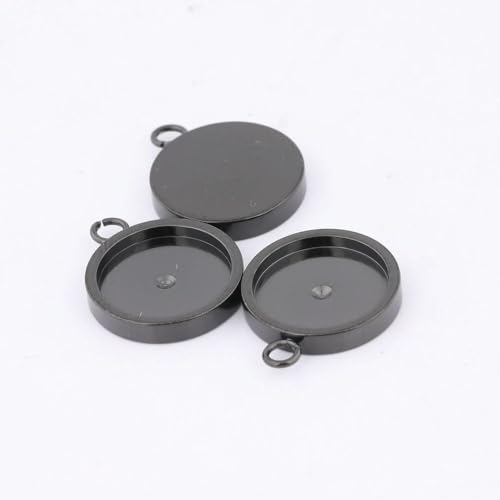 Basis für Schmuckherstellung, 20 Stück, Edelstahl, 10 mm, Cabochon-Sockel, Rohlinge, rund, vergoldet, für Charm-Anhänger, Lünette, zum Basteln von Schmuck, Schwarz Basis für Schmuckherstellung, 20 Stück, Edelstahl, 10 mm, Cabochon-Sockel, Rohlinge, rund, vergoldet, für Charm-Anhänger, Lünette, zum Basteln von Schmuck, Schwarz von IGGLL