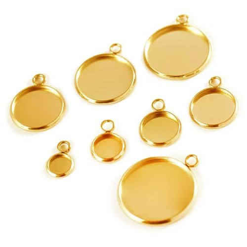 Basis zur Schmuckherstellung, 20 Stück 6–30 mm, goldfarben, Edelstahl, Cabochon-Basis, Anhängerfassungen, leeres Tablett for Cameo-Schmuckherstellungskomponenten, DIY(Gold Color,Inner 30mm) von IGGLL