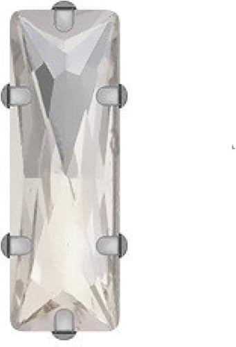 Hotfix Strass, nähen auf Strass, Rechteck Glas Kristall nähen auf Strass mit silbernen Klaue Handwerk Glitzer Steine für Bekleidungszubehör (weiß, 5 x 15 mm 100 Stück) von IGGLL