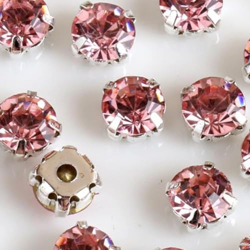Hotfix Strasssteine, Nähen auf Strass, runde Form Glassteine mit Klaue Nähen auf Kristall Stein Strass Diamant Metallbasis Schnalle für Kleidung (Rosa) von IGGLL
