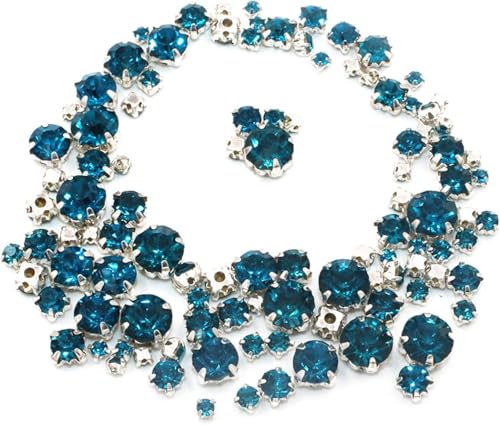 Hotfix-Strasssteine, zum Aufnähen, 100 Stück/Beutel, gemischte Größen, Glas-Kristallsteine, Kleidung, lose Perlen, silberne Krallenfassung, zum Aufnähen auf Strasssteine, DIY, Hochzeitskleid von IGGLL