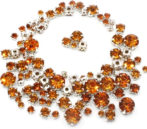 Hotfix-Strasssteine, zum Aufnähen, 100 Stück/Beutel, verschiedene Größen, Glas-Kristallsteine, Kleidung, lose Perlen, silberne Krallenfassung, zum Aufnähen auf Strasssteine, DIY, Hochzeitskleid von IGGLL