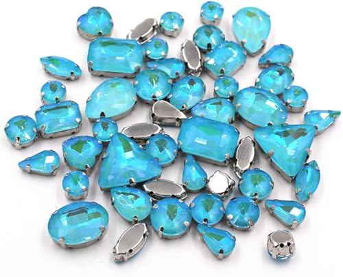 Hotfix-Strasssteine, zum Aufnähen, 50 Stück/Beutel, gemischte Form, Kristallsteine, zum Nähen, silberfarben, Krallenfassung, Glas, Mokka, AB-Strass, DIY-Taschen/Schuhe/Bekleidungszubehör, Seeblau ab Hotfix-Strasssteine, zum Aufnähen, 50 Stück/Beutel, gemischte Form, Kristallsteine, zum Nähen, silberfarben, Krallenfassung, Glas, Mokka, AB-Strass, DIY-Taschen/Schuhe/Bekleidungszubehör, Seeblau ab von IGGLL