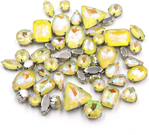 Hotfix-Strasssteine, zum Aufnähen, 50 Stück/Beutel, gemischte Form, Kristallsteine, zum Nähen, silberfarben, Krallenfassung, Glas, Mokka, AB-Strass, DIY-Taschen/Schuhe/Kleidungszubehör (Gelb ab Mk) Hotfix-Strasssteine, zum Aufnähen, 50 Stück/Beutel, gemischte Form, Kristallsteine, zum Nähen, silberfarben, Krallenfassung, Glas, Mokka, AB-Strass, DIY-Taschen/Schuhe/Kleidungszubehör (Gelb ab Mk) von IGGLL