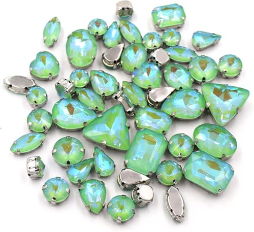 Hotfix-Strasssteine, zum Aufnähen, 50 Stück/Beutel, gemischte Form, Kristallsteine, zum Nähen, silberfarben, Krallenfassung, Glas, Mokka, AB-Strass, DIY-Taschen/Schuhe/Kleidungszubehör (Olive AB Mk) Hotfix-Strasssteine, zum Aufnähen, 50 Stück/Beutel, gemischte Form, Kristallsteine, zum Nähen, silberfarben, Krallenfassung, Glas, Mokka, AB-Strass, DIY-Taschen/Schuhe/Kleidungszubehör (Olive AB Mk) von IGGLL