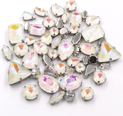 Hotfix-Strasssteine, zum Aufnähen, 50 Stück/Beutel, gemischte Form, Kristallsteine, zum Nähen, silberfarben, Krallenfassung, Glas, Mokka, AB-Strass, DIY-Taschen/Schuhe/Kleidungszubehör (Weiß ab Mk) Hotfix-Strasssteine, zum Aufnähen, 50 Stück/Beutel, gemischte Form, Kristallsteine, zum Nähen, silberfarben, Krallenfassung, Glas, Mokka, AB-Strass, DIY-Taschen/Schuhe/Kleidungszubehör (Weiß ab Mk) von IGGLL