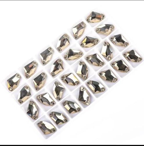 Hotfix Strasssteine zum Annähen mit flacher Rückseite, 28 Stück, Strass-Steine für DIY und Bekleidungszubehör (Gold, 12 x 19 mm) von IGGLL