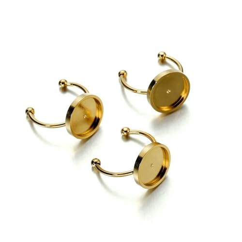 IGGLL Basis for die Schmuckherstellung, 10 Stück/Los Edelstahl-Cabochon-Ringbasisfassung, blanker Tablettring for DIY-Moderinge, Schmuckherstellung, Zubehör, Befunde(Gold,12mm) von IGGLL