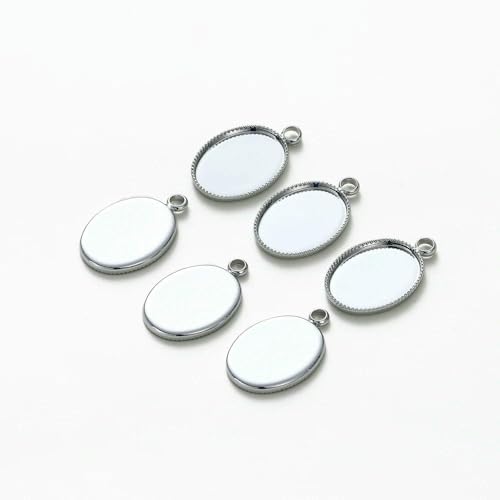 IGGLL Basis for die Schmuckherstellung, 10 Stück 14 K/18 K Anhänger, vergoldetes Messing, ovale Cabochon-Basisschalen, Einfassungen, Rohlinge, Zubehör for die Schmuckherstellung(Platinum,8 x 10mm) von IGGLL