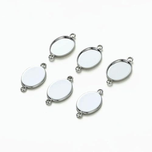 IGGLL Basis for die Schmuckherstellung, 10 Stück 14 K/18 K Anhänger, vergoldetes Messing, ovale Cabochon-Basisschalen, Einfassungen, Rohlinge, Zubehör for die Schmuckherstellung(Platinum 01,8 x 10mm) von IGGLL